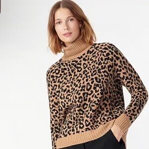 J.Crew Leopard Supersoft Yarn Turtleneck Sweater | Size M